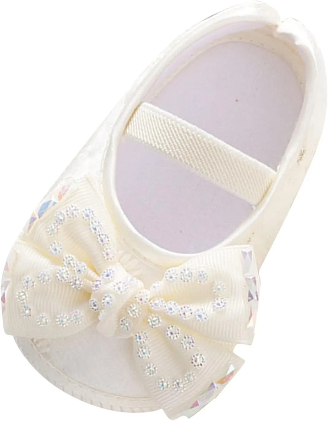 0 to 18 Months Baby Toddler First Walking Non-Skid Shoes Fashion Soft Sole Pearl Dress Flower Princess Shoes