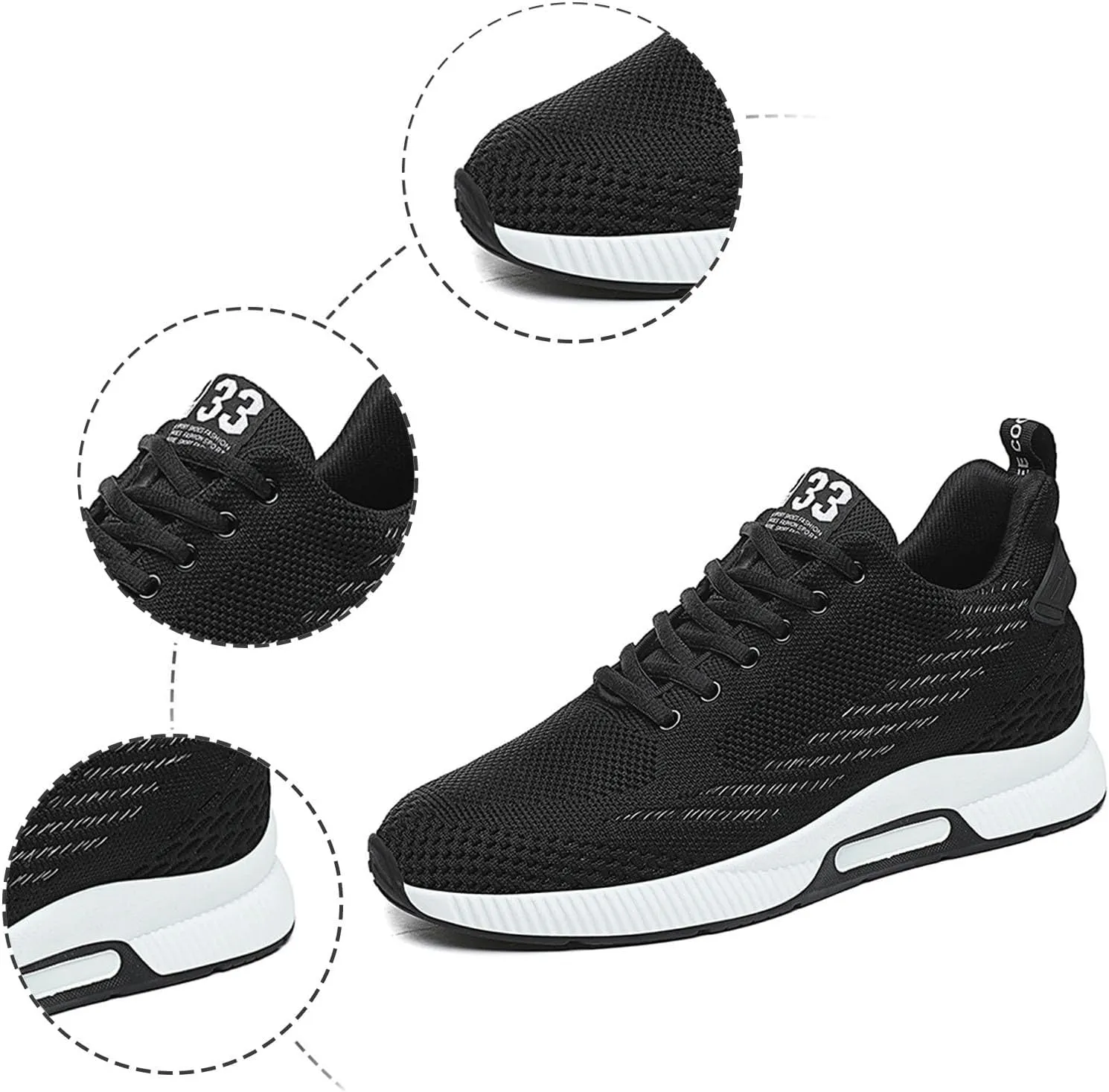 6cm Men's Elevator Shoes Men's Casual Mesh Trainers Lightweight Breathable Lace Up Sports Shoes with Hidden Lift Heel for Men Big Sneaker Slippers Men