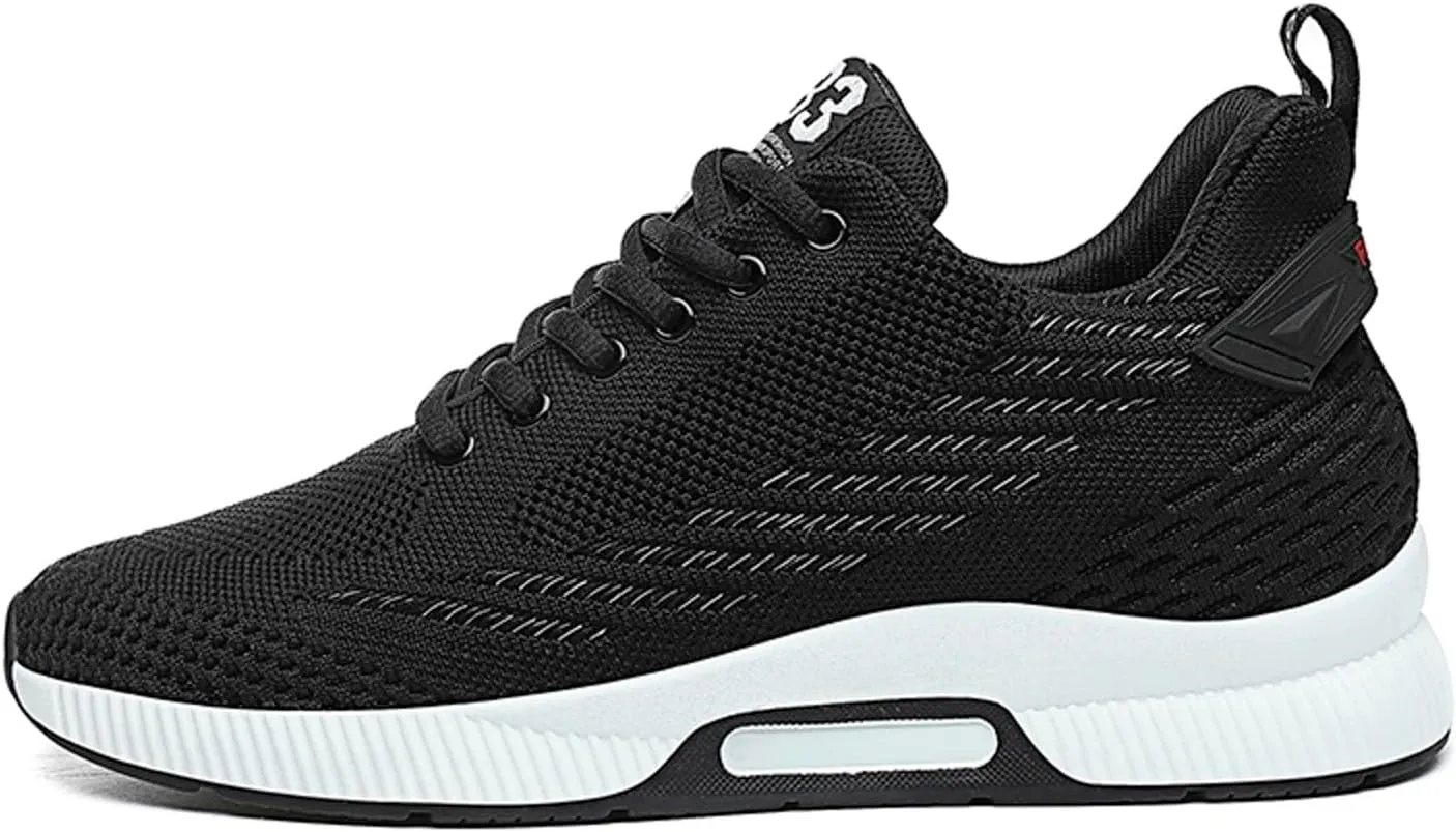6cm Men's Elevator Shoes Men's Casual Mesh Trainers Lightweight Breathable Lace Up Sports Shoes with Hidden Lift Heel for Men Big Sneaker Slippers Men