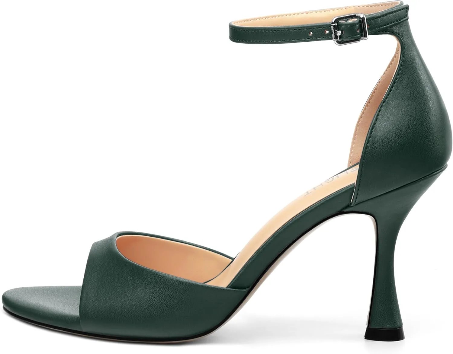 AMBELIGHT Women`s Stiletto High Round Open Toe Pumps Ankle Strap Buckle Peep Kitten Heels Sexy Dressy Sandals Wedding Evening Party Summer Shoes For Women 3.5 Inch