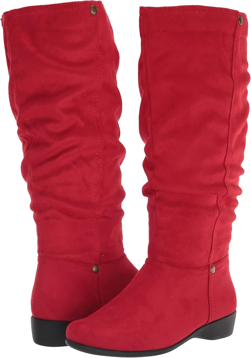 AmeriMark Women's Faux-Suede Adina Wide-Calf Boots - Comfortable, Stylish, Durable, Side Zipper, Excellent Traction