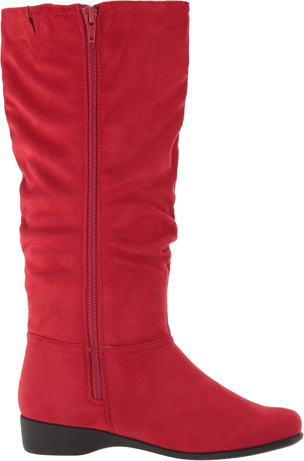 AmeriMark Women's Faux-Suede Adina Wide-Calf Boots - Comfortable, Stylish, Durable, Side Zipper, Excellent Traction