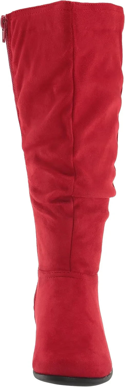 AmeriMark Women's Faux-Suede Adina Wide-Calf Boots - Comfortable, Stylish, Durable, Side Zipper, Excellent Traction