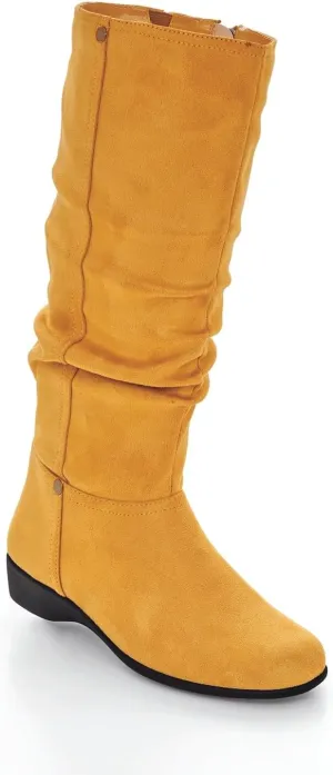 AmeriMark Women's Faux-Suede Adina Wide-Calf Boots - Comfortable, Stylish, Durable, Side Zipper, Excellent Traction