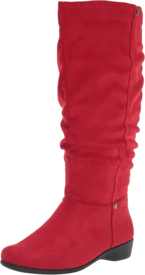 AmeriMark Women's Faux-Suede Adina Wide-Calf Boots - Comfortable, Stylish, Durable, Side Zipper, Excellent Traction