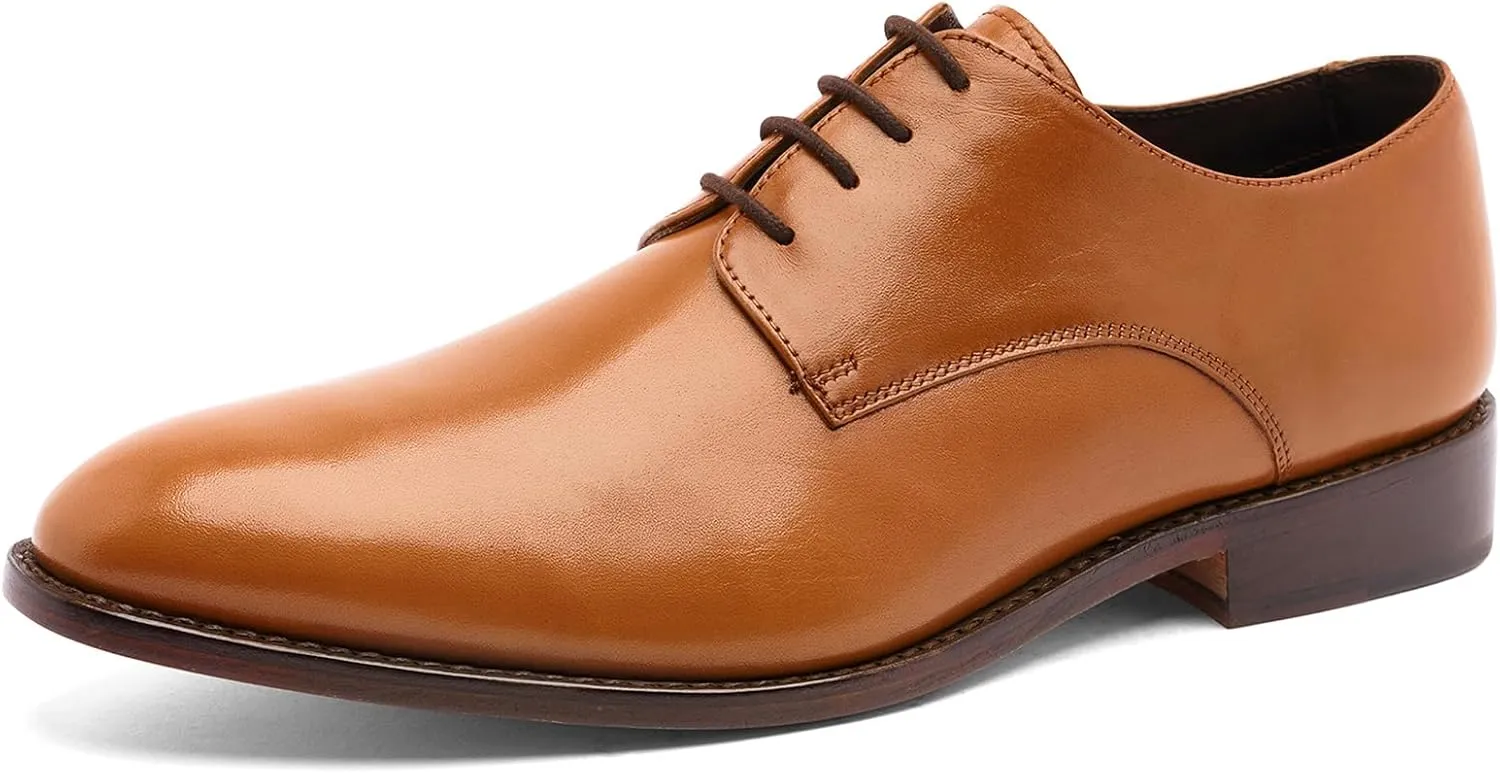 Anthony Veer Truman Derby Oxford Dress Shoes for Men | Lace-Up | Goodyear Welt Construction | Cushioned Footbed & Recraftable Leather Sole with Stacked Heel | Full Grain Calfskin Leather Upper