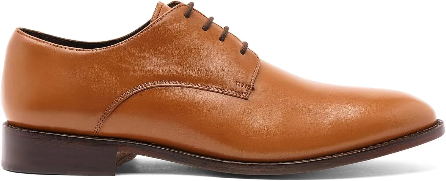 Anthony Veer Truman Derby Oxford Dress Shoes for Men | Lace-Up | Goodyear Welt Construction | Cushioned Footbed & Recraftable Leather Sole with Stacked Heel | Full Grain Calfskin Leather Upper
