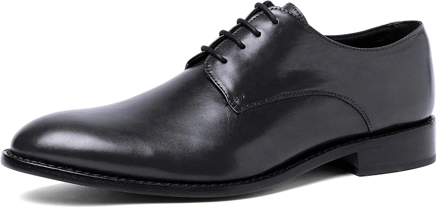 Anthony Veer Truman Derby Oxford Dress Shoes for Men | Lace-Up | Goodyear Welt Construction | Cushioned Footbed & Recraftable Leather Sole with Stacked Heel | Full Grain Calfskin Leather Upper