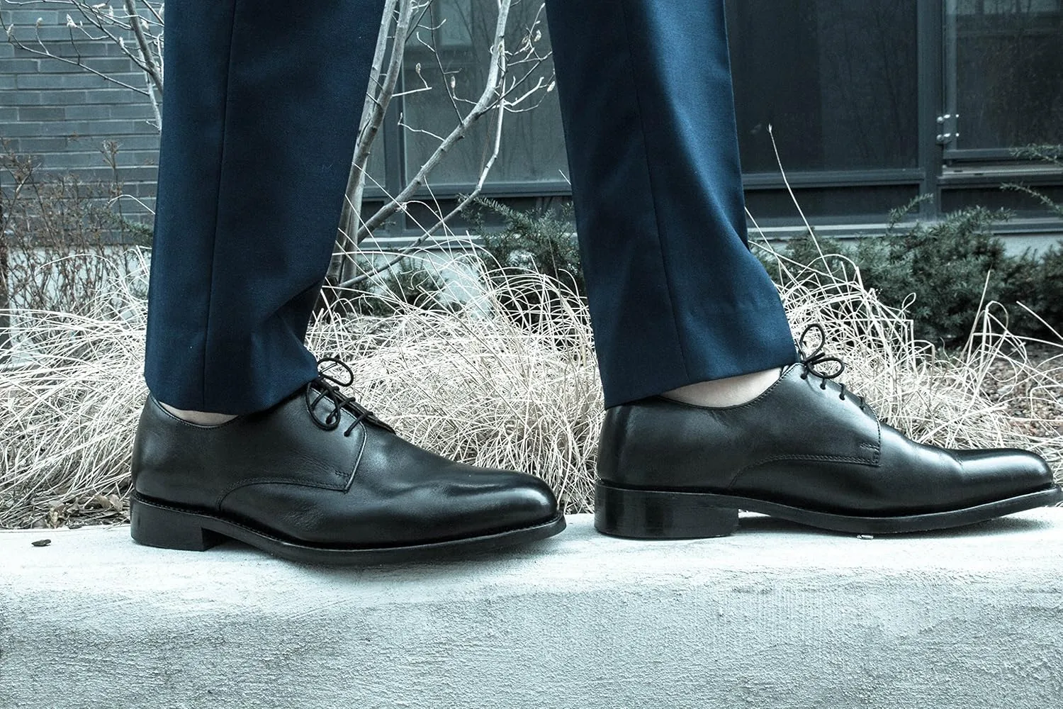 Anthony Veer Truman Derby Oxford Dress Shoes for Men | Lace-Up | Goodyear Welt Construction | Cushioned Footbed & Recraftable Leather Sole with Stacked Heel | Full Grain Calfskin Leather Upper