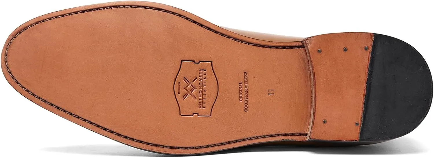 Anthony Veer Truman Derby Oxford Dress Shoes for Men | Lace-Up | Goodyear Welt Construction | Cushioned Footbed & Recraftable Leather Sole with Stacked Heel | Full Grain Calfskin Leather Upper
