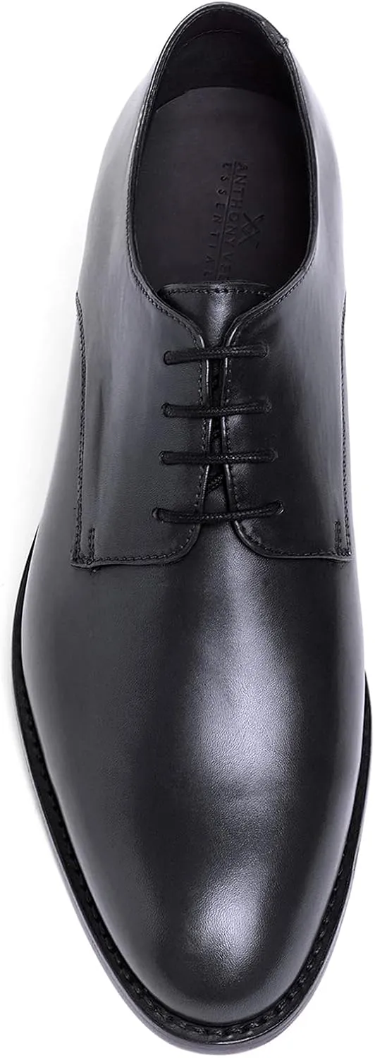 Anthony Veer Truman Derby Oxford Dress Shoes for Men | Lace-Up | Goodyear Welt Construction | Cushioned Footbed & Recraftable Leather Sole with Stacked Heel | Full Grain Calfskin Leather Upper