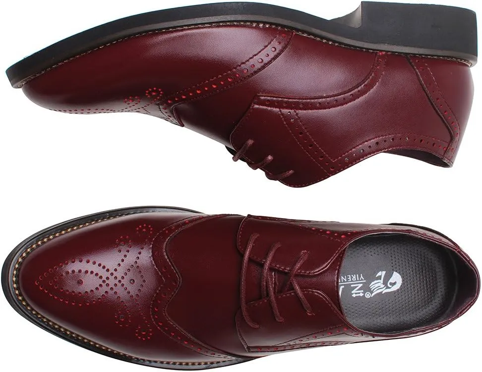 ANUFER Mens British Style Wingtip Brogue Dress Shoes Elegant Pointed Toe Derbies