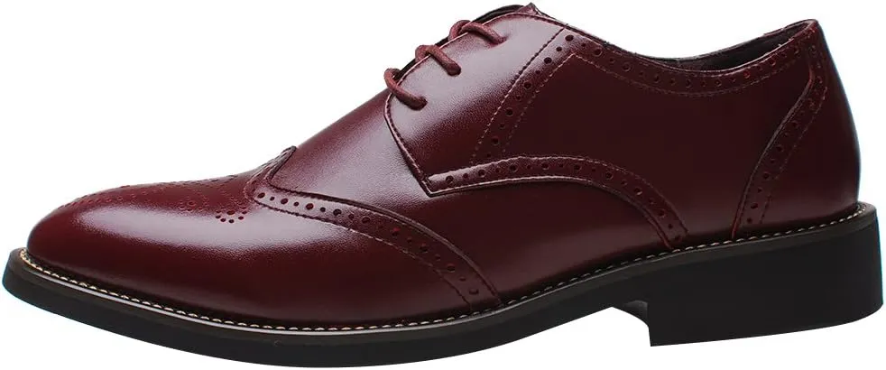 ANUFER Mens British Style Wingtip Brogue Dress Shoes Elegant Pointed Toe Derbies