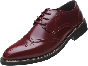 ANUFER Mens British Style Wingtip Brogue Dress Shoes Elegant Pointed Toe Derbies