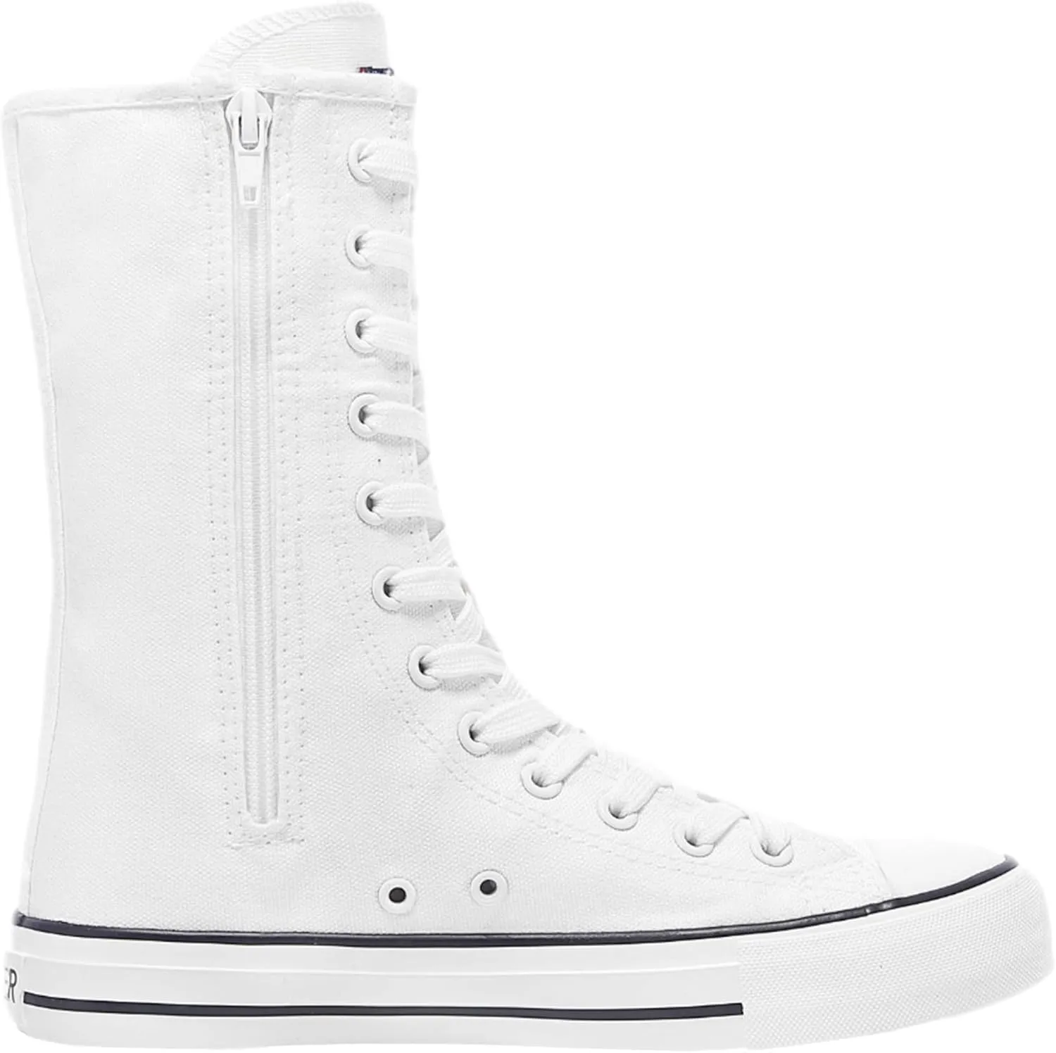 ANUFER Womens Girls Fashion Mid-Calf Canvas Boots Casual High Top Lace Up Canvas Sneakers