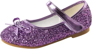 Baby Girls Glitter Bow Dress Dance Shoes Sandals 𝗟ow Heels Rubber Soft Sole Non Slip Princess Shoes Pearl Sequins Loafers