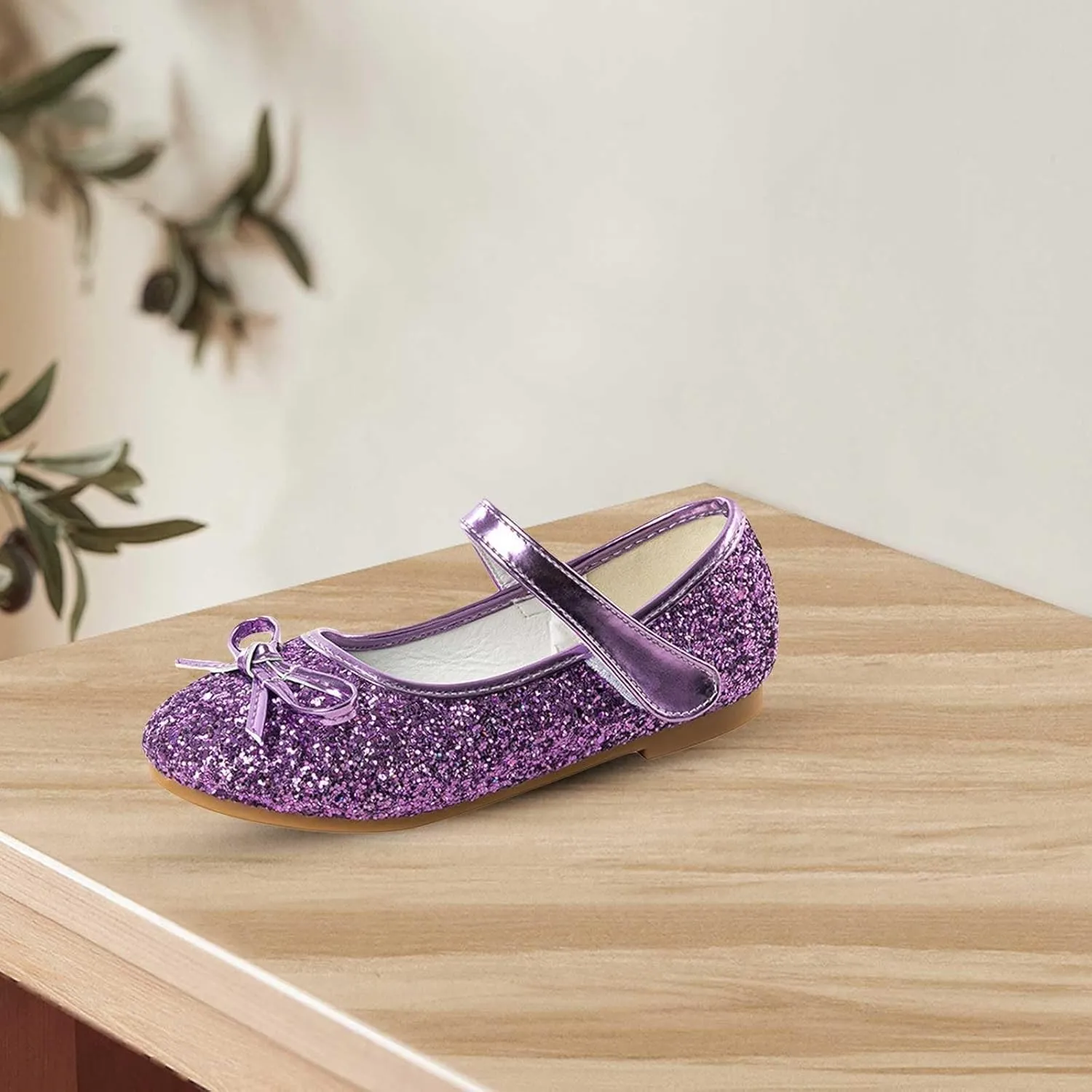 Baby Girls Glitter Bow Dress Dance Shoes Sandals 𝗟ow Heels Rubber Soft Sole Non Slip Princess Shoes Pearl Sequins Loafers