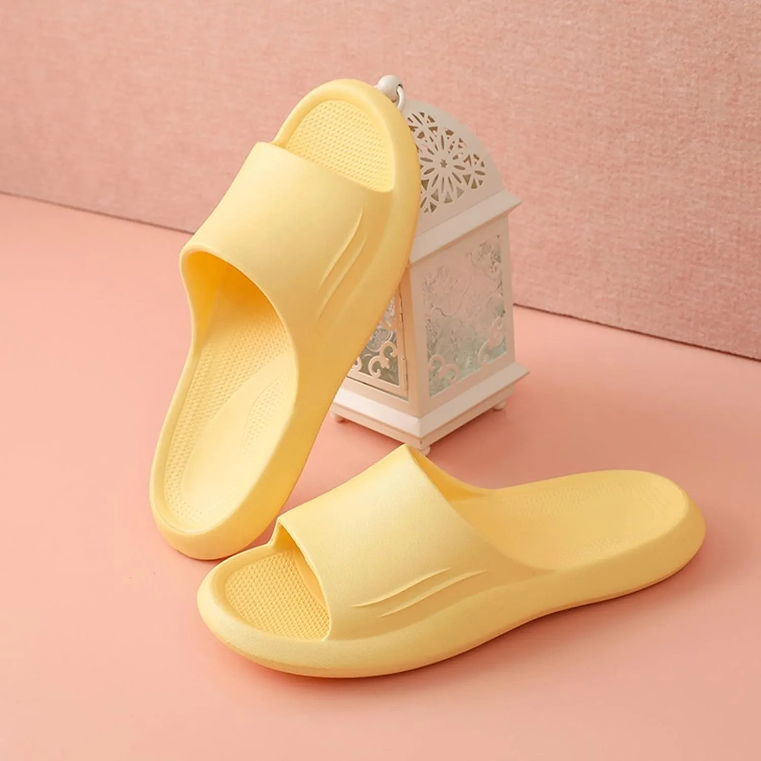 Bath Slippers Lightweight Beach Sandals Soft Sole Open Toe Non Slip Quick Drying Cloud Slides for Women with Arch Support