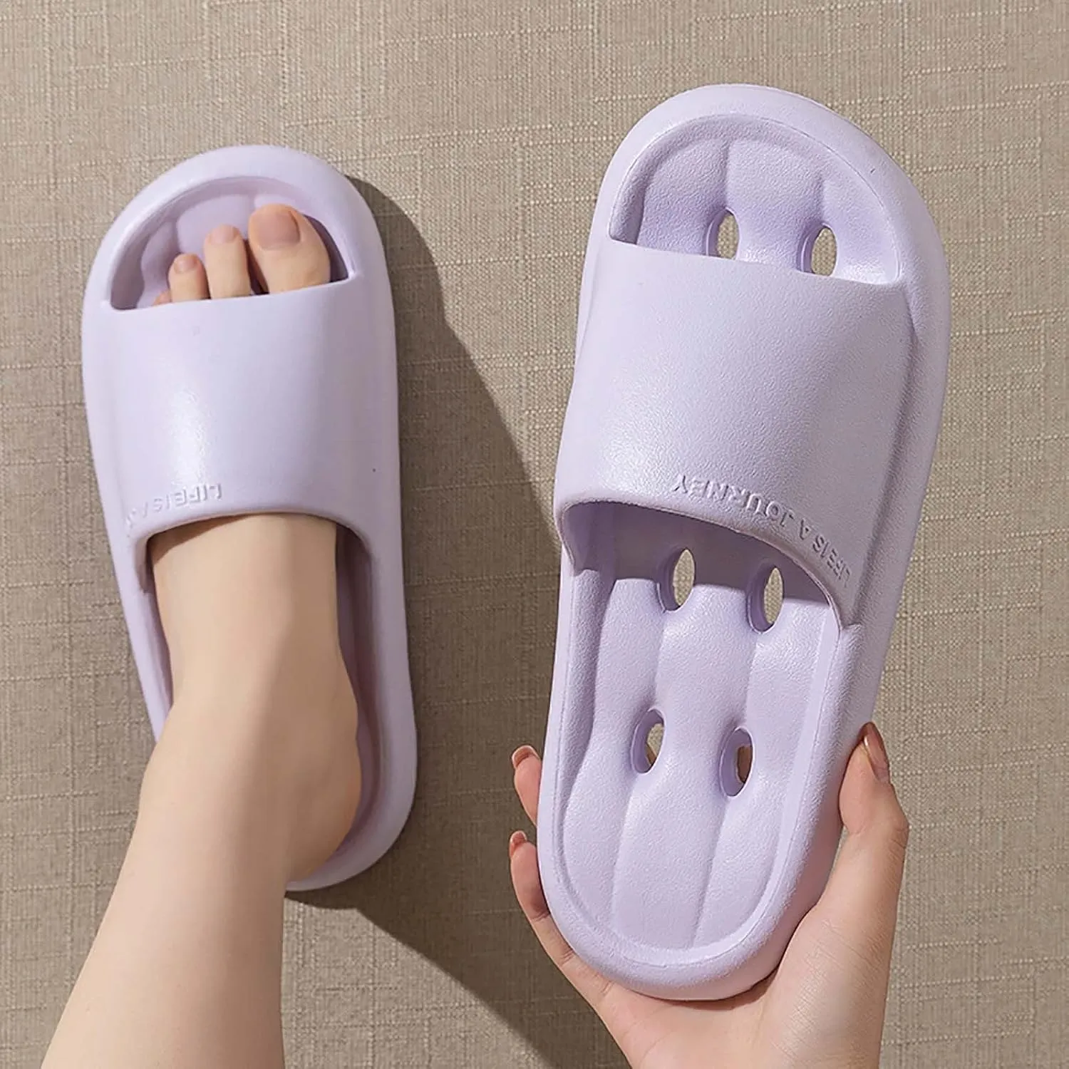 Bath Slippers Lightweight Beach Sandals Soft Sole Open Toe Ultra Comfort Recovery Pillow Slippers Slides