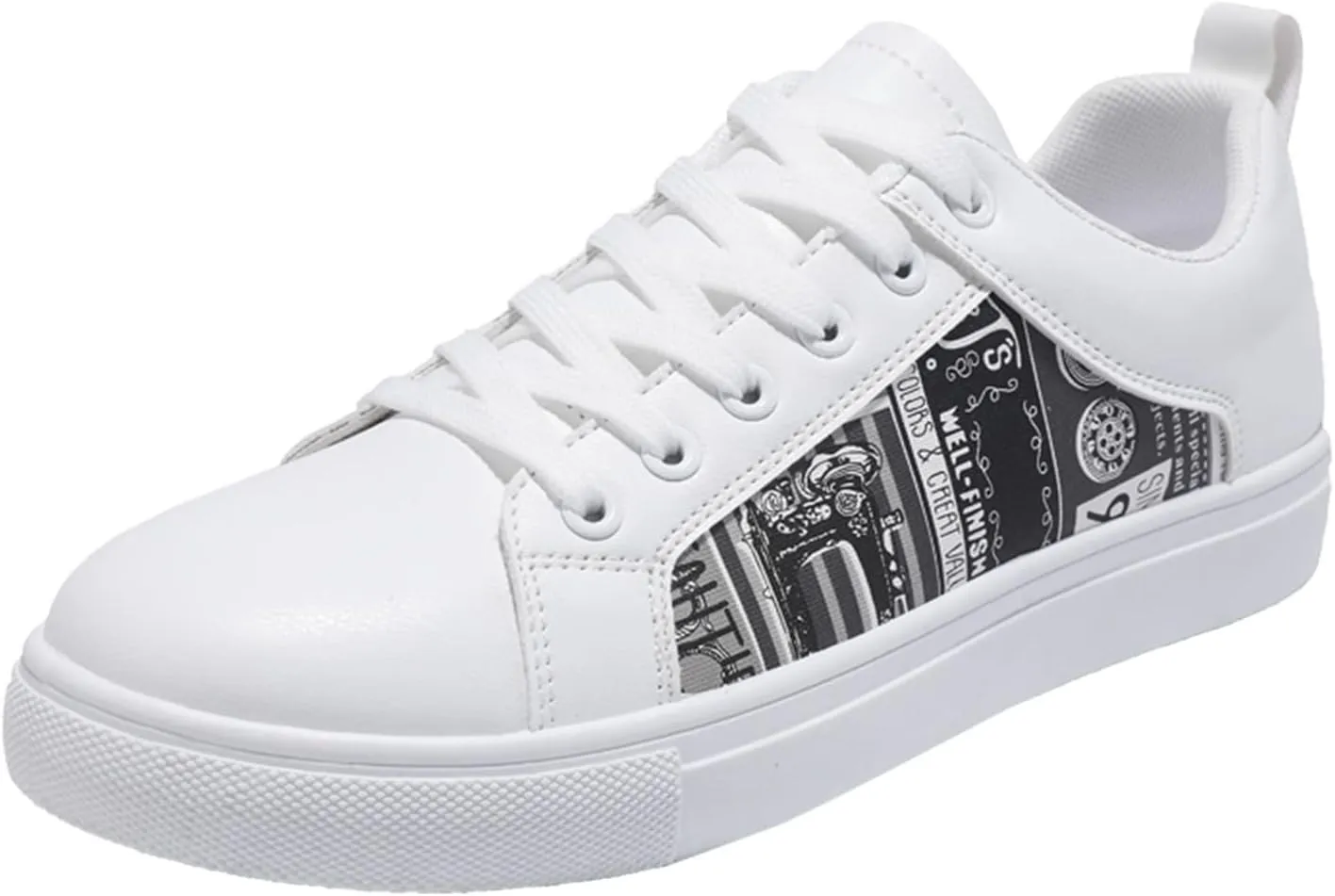 BORAMAX Men's White Casual High Top Fashion Canvas Sneakers