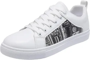 BORAMAX Men's White Casual High Top Fashion Canvas Sneakers