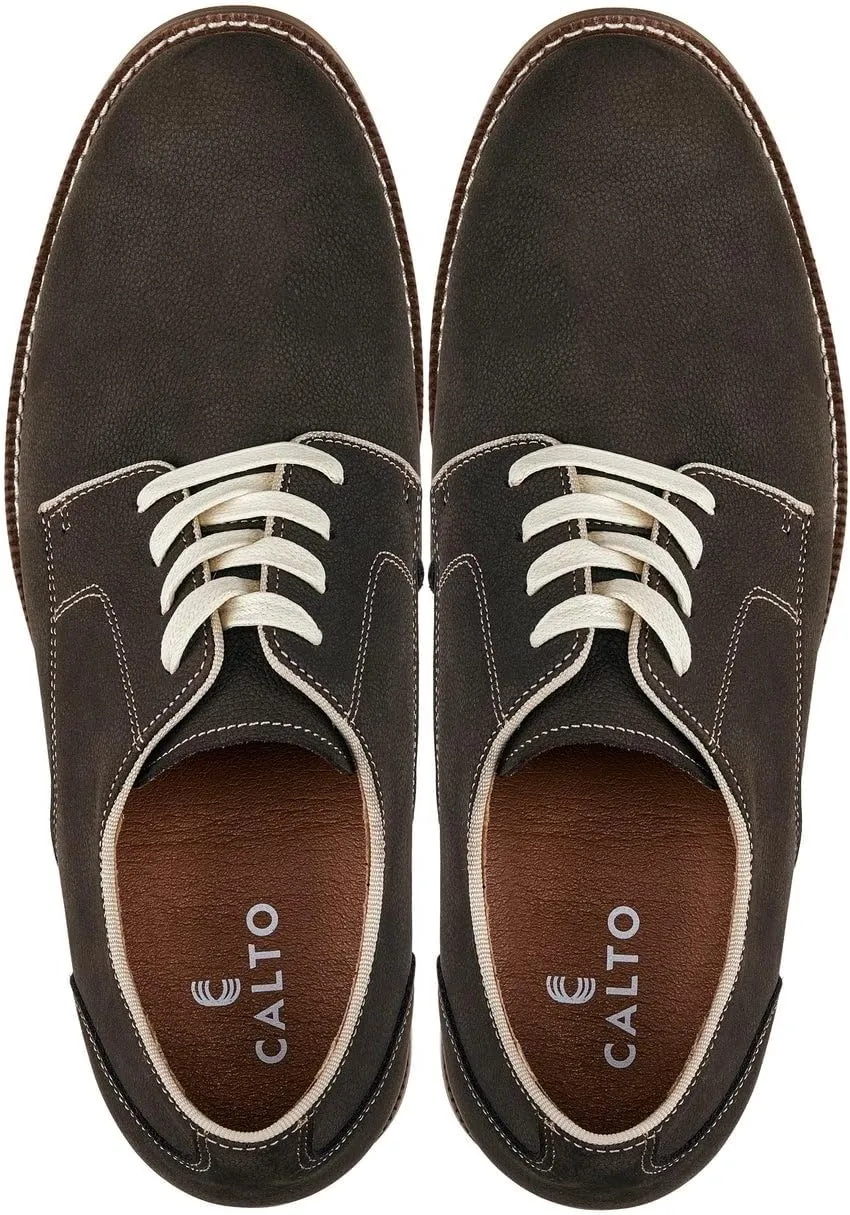 CALTO Men's Invisible Height Increasing Elevator Shoes - Sardine Grey Lace-up Premium Leather Casual Derby - 3 Inches Taller - J1311 - Size 8 D(M) US