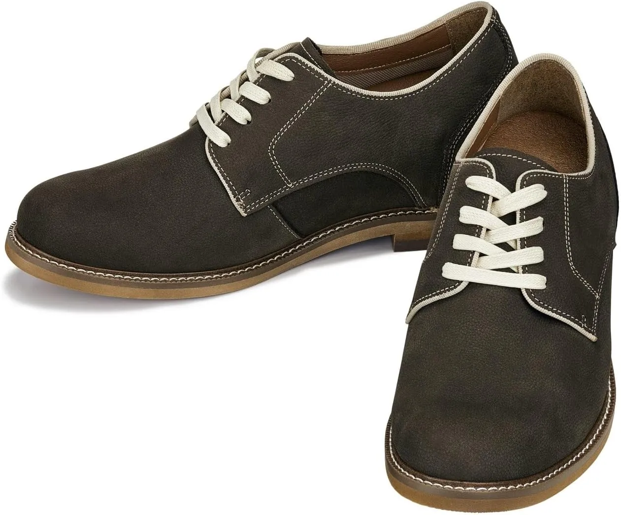 CALTO Men's Invisible Height Increasing Elevator Shoes - Sardine Grey Lace-up Premium Leather Casual Derby - 3 Inches Taller - J1311 - Size 8 D(M) US