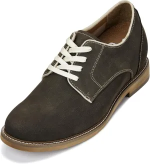 CALTO Men's Invisible Height Increasing Elevator Shoes - Sardine Grey Lace-up Premium Leather Casual Derby - 3 Inches Taller - J1311 - Size 8 D(M) US
