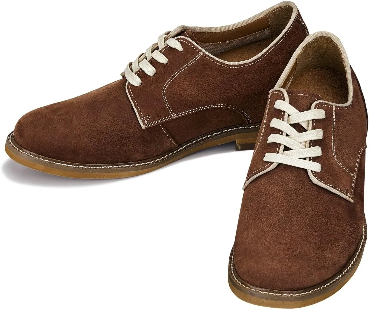 CALTO Men's Invisible Height Increasing Elevator Shoes - Terracotta Brown Lace-up Premium Leather Casual Derby - 3 Inches Taller - J1313 - Size 9 D(M) US
