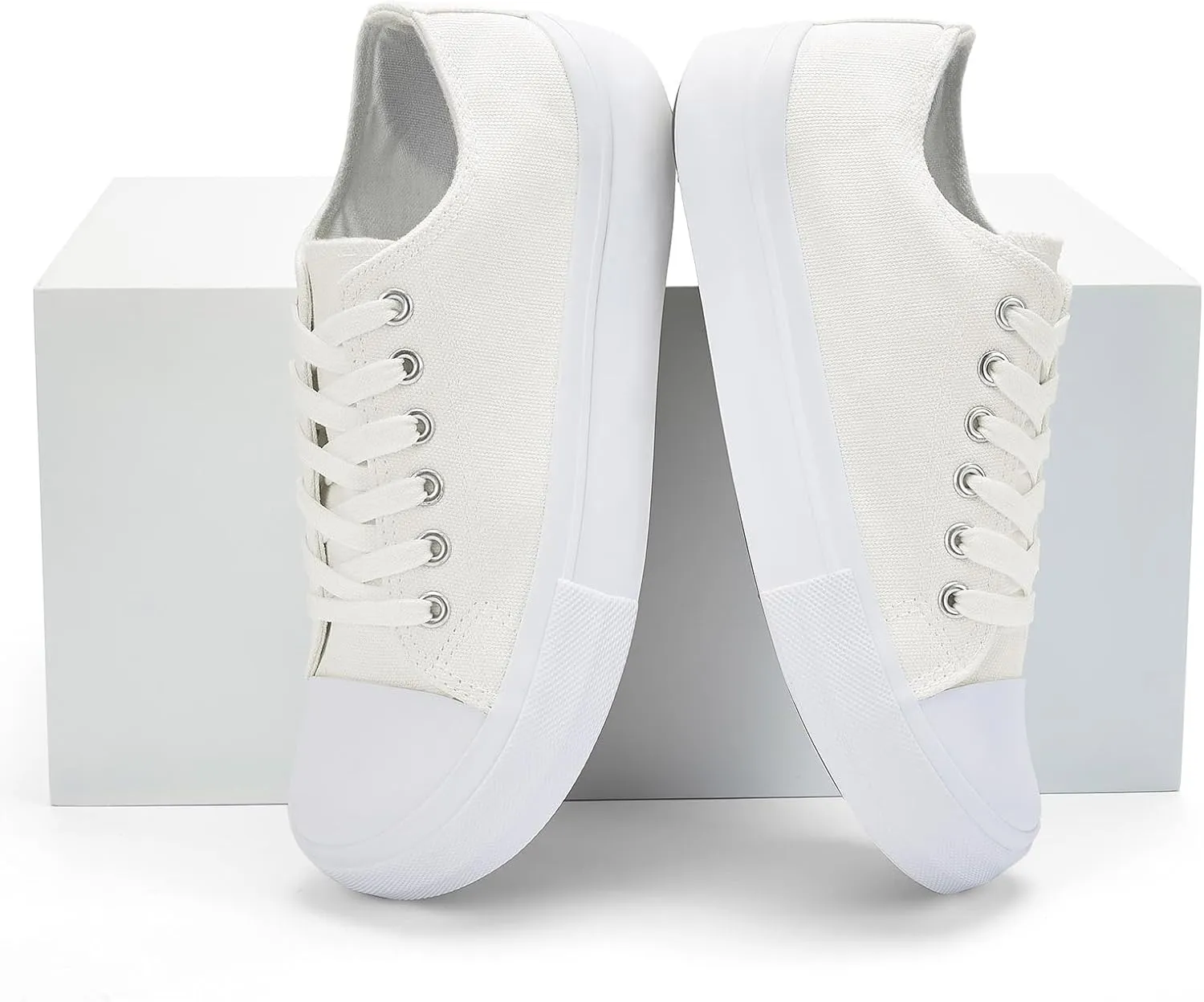Canvas Shoes for Women Classic Fashion Sneakers Lace Up Low Top Canvas Casual Sneakers Lightweight Breathable Comfort Wide Toe Shoes