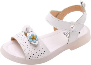 Children Shoes Fashion Flower Thick Sole Sandals Soft Sole Comfortable Princess Sandals Kids Water Shoe (White, 3.5-4 Years Toddler)