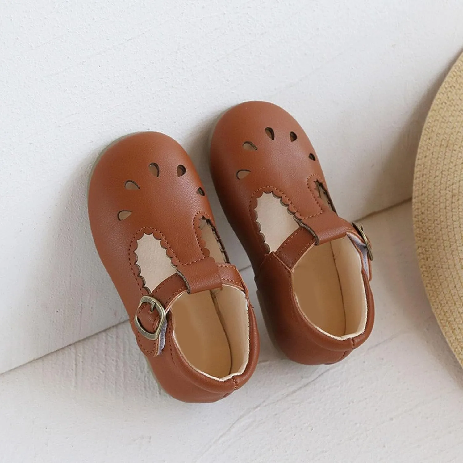 Children's Sandals Summer Solid Soft Sole Hollow Buckle Walking Shoes Birthday School Sandals for Girl Toddler
