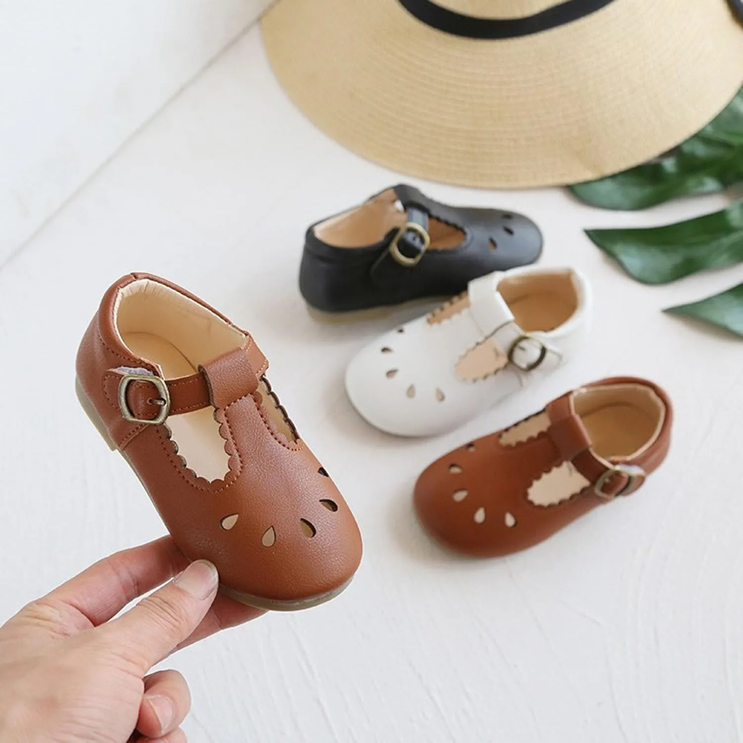 Children's Sandals Summer Solid Soft Sole Hollow Buckle Walking Shoes Birthday School Sandals for Girl Toddler