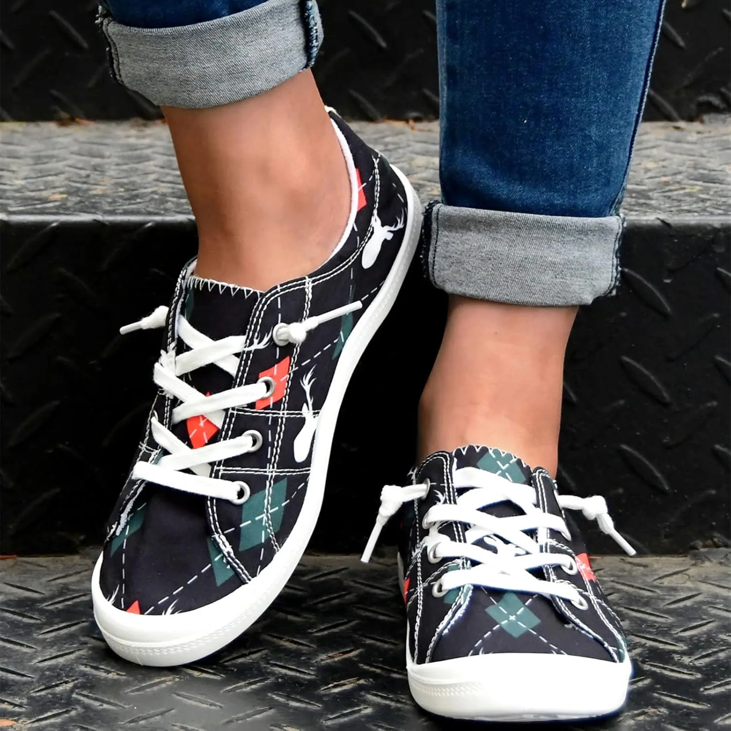 Christmas Sneakers for Women 2024 Womens White Sneakers Casual Platform Loafers for Women Wide Christmas Tennis Shoes for Women Lightweight Breathable