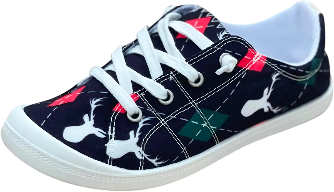 Christmas Sneakers for Women 2024 Womens White Sneakers Casual Platform Loafers for Women Wide Christmas Tennis Shoes for Women Lightweight Breathable