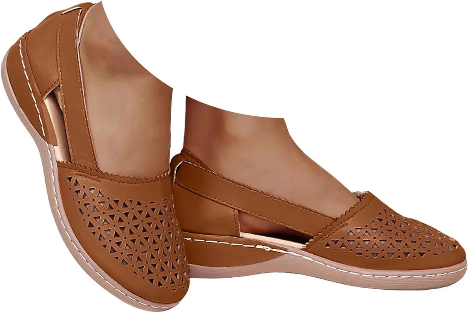 Closed Toe Sandals Women Dressy Heel 2025 Orthopedic Loafers in Breathable soft sole Comfort Hollow Flats Summer Casual Slip On Shoes