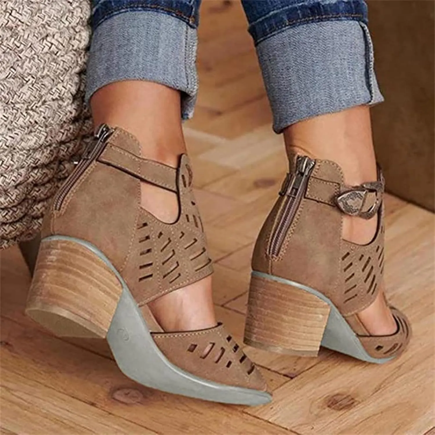 Cute Sandals For Women Dressy,Womens Low Mid Square Heel Ankle Strap Sandal Open Toe Summer Strappy Chunky Block Sandals
