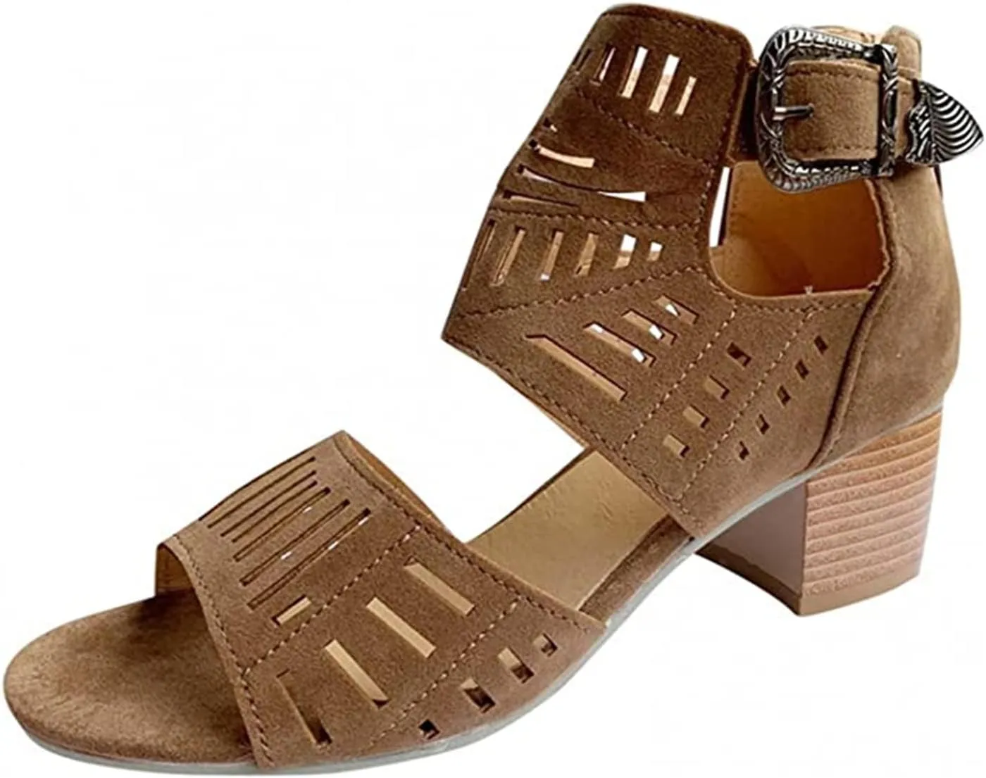 Cute Sandals For Women Dressy,Womens Low Mid Square Heel Ankle Strap Sandal Open Toe Summer Strappy Chunky Block Sandals