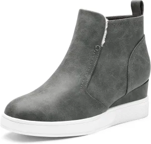DREAM PAIRS Womens Slip on High Top Wedge Sneakers Hidden Heel Platform Wedgie Ankle Booties
