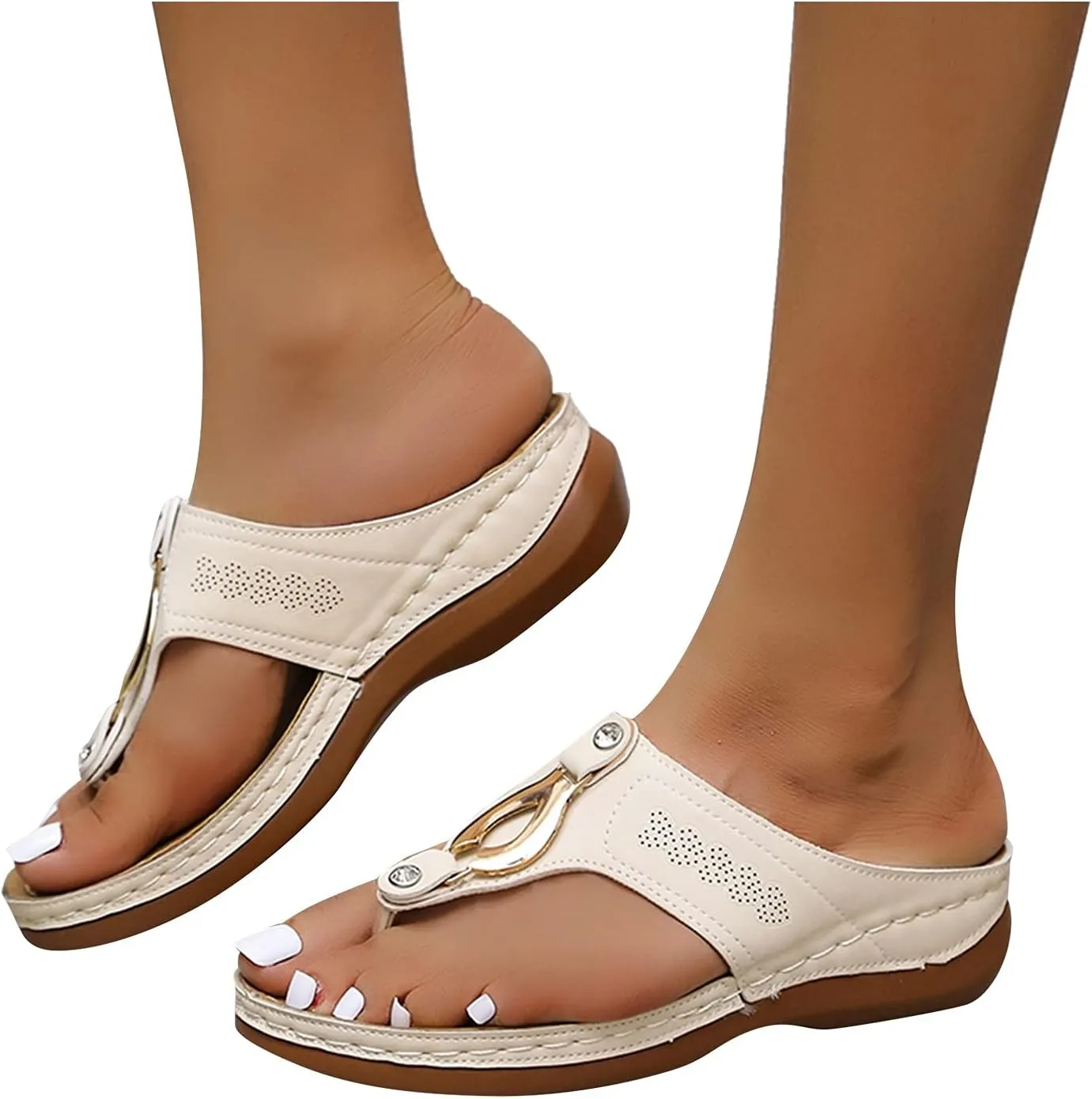 Dressy Sandals for Women 2025 Thick Soft Sole Platform Wedge Flip Flops Fashion Non Slip Summer Beach Shoes