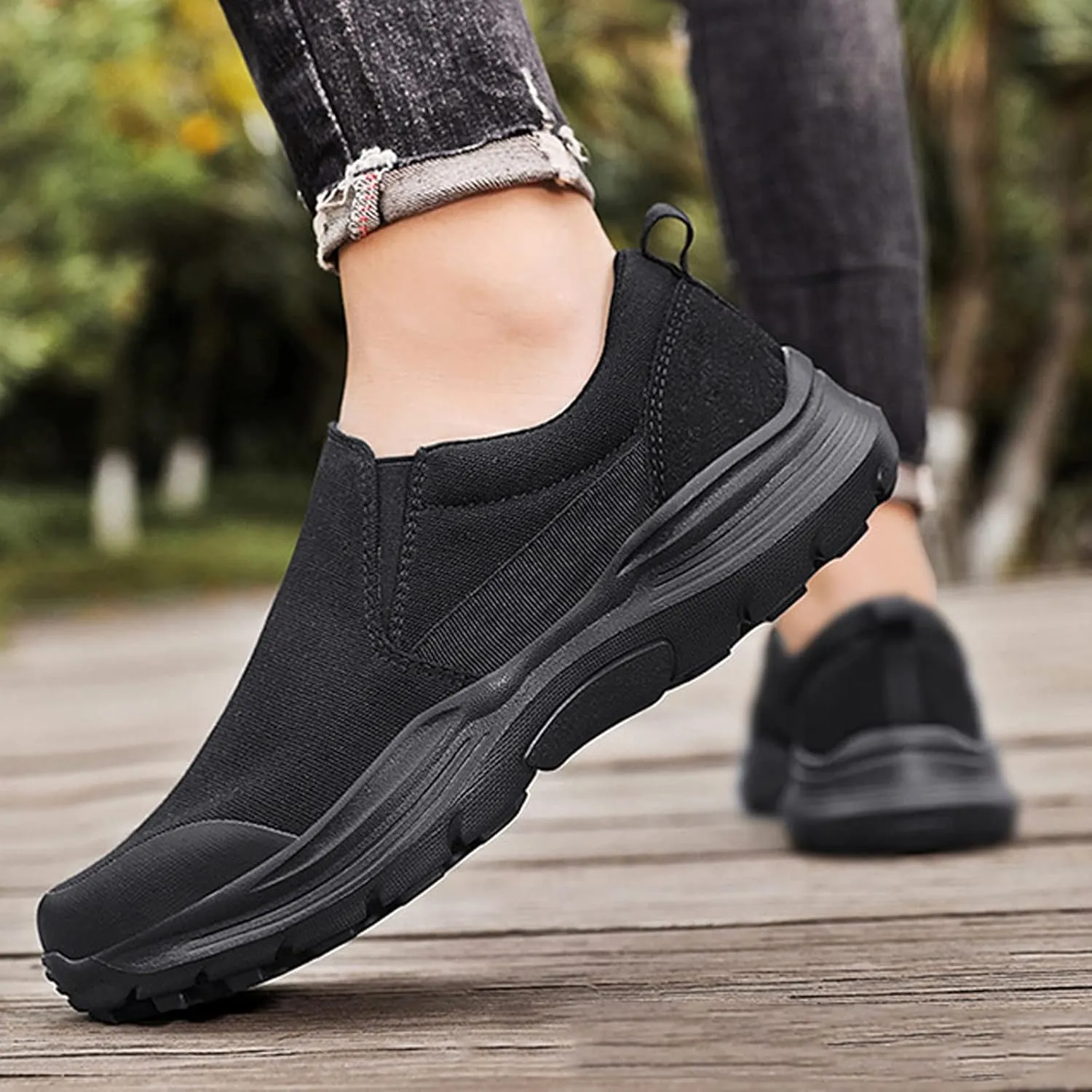 EFTCAL Men's Lightweight Breathable Canvas Shoes,Comfortable Slip On Loafers Outdoor Casual Sneakers Running Shoes