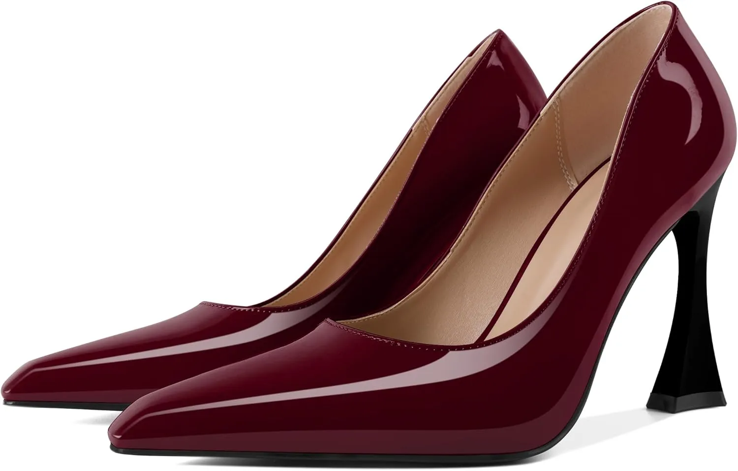 Esvowido Women High Heels Pointed Toe Stilettos Pumps Slip-on Closed Toe 4 Inch Dress Shoes for Party Dress Office Workplace