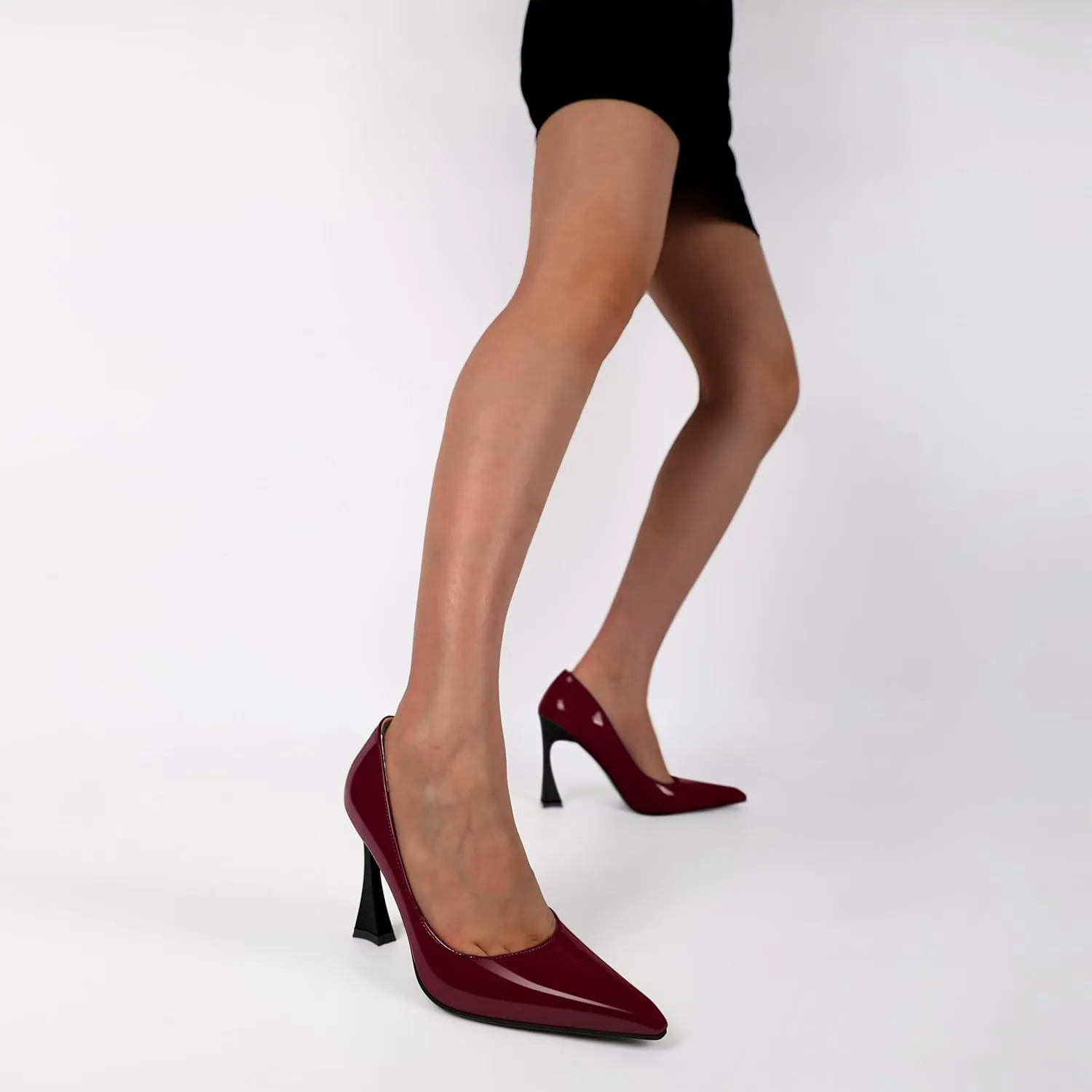 Esvowido Women High Heels Pointed Toe Stilettos Pumps Slip-on Closed Toe 4 Inch Dress Shoes for Party Dress Office Workplace