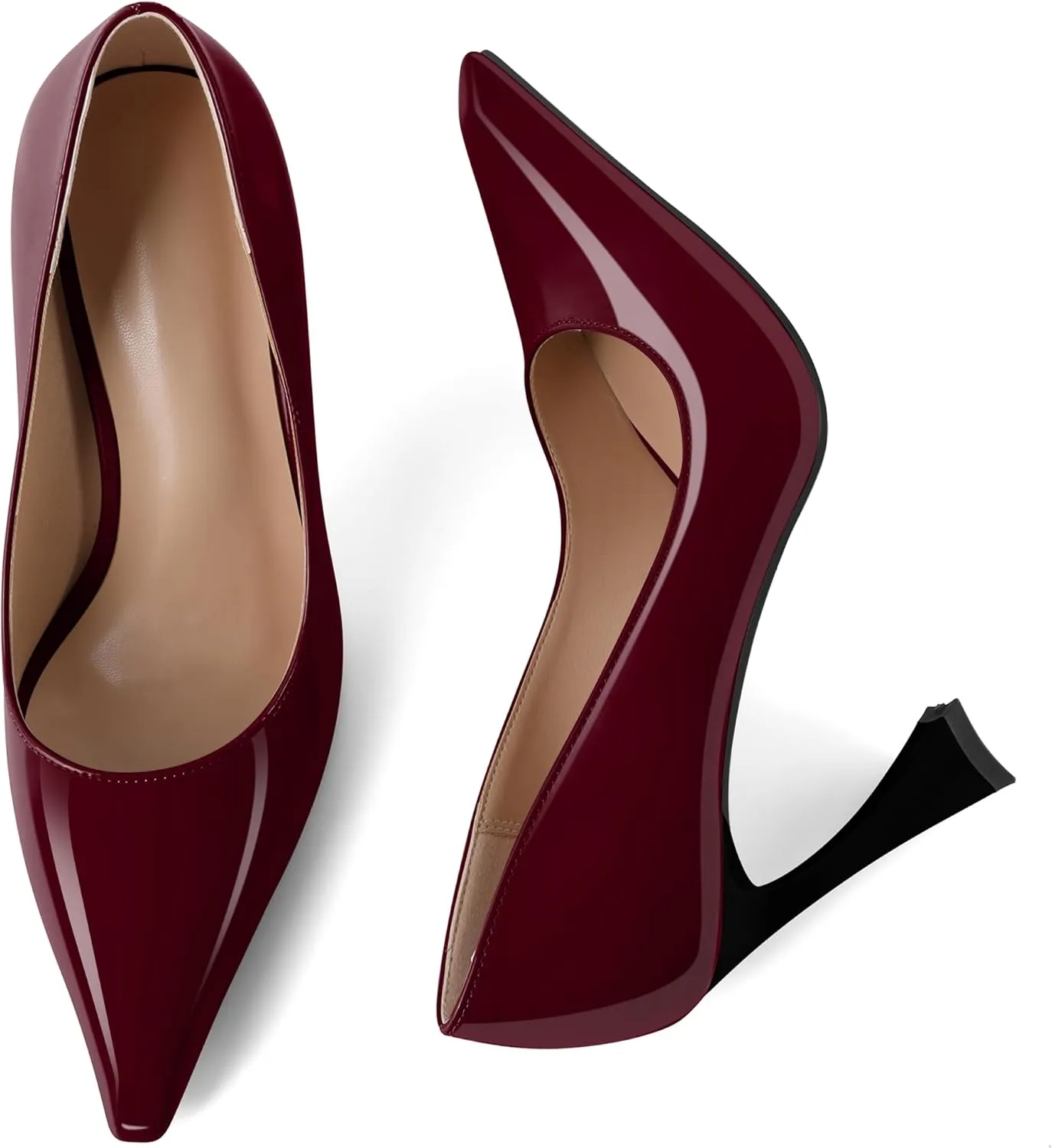 Esvowido Women High Heels Pointed Toe Stilettos Pumps Slip-on Closed Toe 4 Inch Dress Shoes for Party Dress Office Workplace