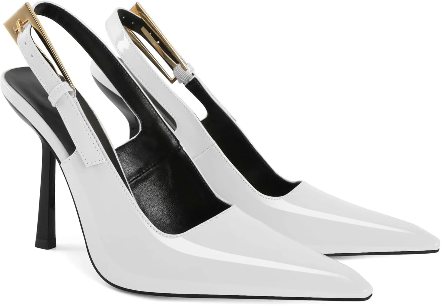 Esvowido Women's Slingback High Heel Pumps Square Pointed Toe Comfort Heels for Women 4" Stiletto Dress Shoes Slip On High Heel Pumps Shoes
