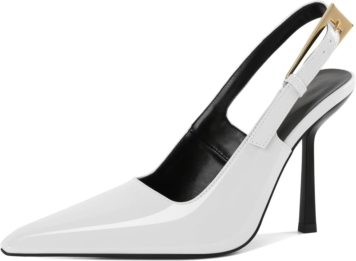 Esvowido Women's Slingback High Heel Pumps Square Pointed Toe Comfort Heels for Women 4" Stiletto Dress Shoes Slip On High Heel Pumps Shoes