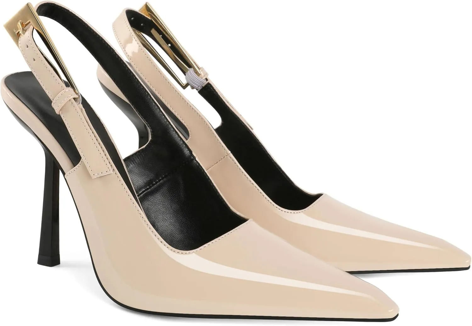 Esvowido Women's Slingback High Heel Pumps Square Pointed Toe Comfort Heels for Women 4" Stiletto Dress Shoes Slip On High Heel Pumps Shoes