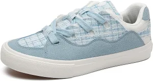 Exusiai Mens Low Top Blue Canvas Shoes Flat Fashion Breathable Casual Walking Sneakers School Versatile All-Season Style