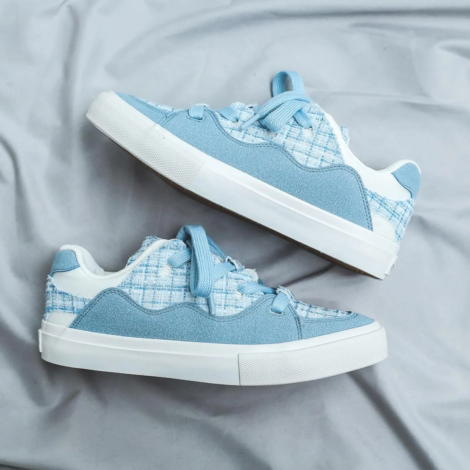 Exusiai Mens Low Top Blue Canvas Shoes Flat Fashion Breathable Casual Walking Sneakers School Versatile All-Season Style