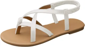 Flat Sandals for Women Dressy Slip-on Open Toe Ankle Strappy Slides Vacation Non Slip Summer Roman Sandals Ladies Retro Casual Sandals